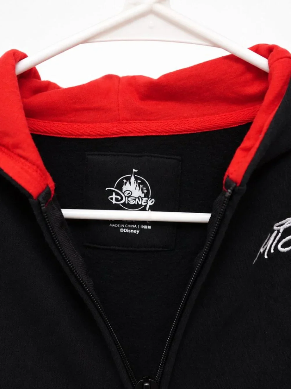 Disney Mickey Mouse Red Black Zip-Up Hoodie Youth Medium
